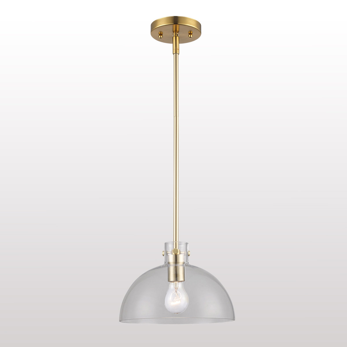 Martins Dimmable Glass Single Light Pendant, 44.8" H x 10" W x 10" D, Antique Gold