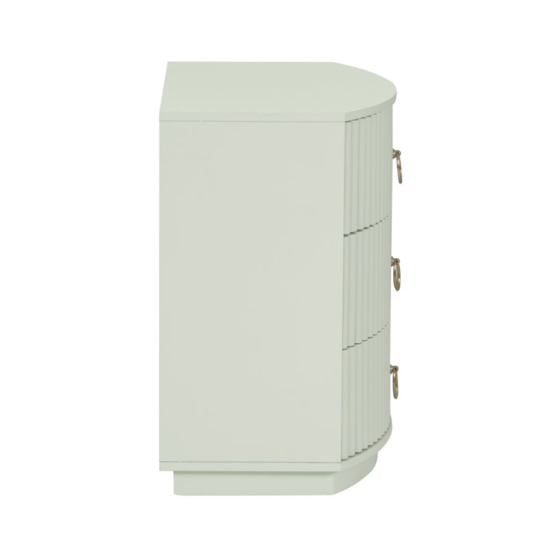 Chantel 3 Drawer Nightstand White, Green