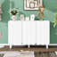 Armoire à chaussures en bois avec 3 portes ondulées, armoire de rangement avec tablettes réglables pour le salon, la salle à manger et la cuisine-765532042