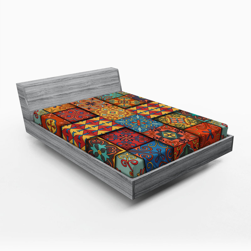 Talavera Microfiber Patchwork Fitted Sheet, Full/Double Fitted Sheet