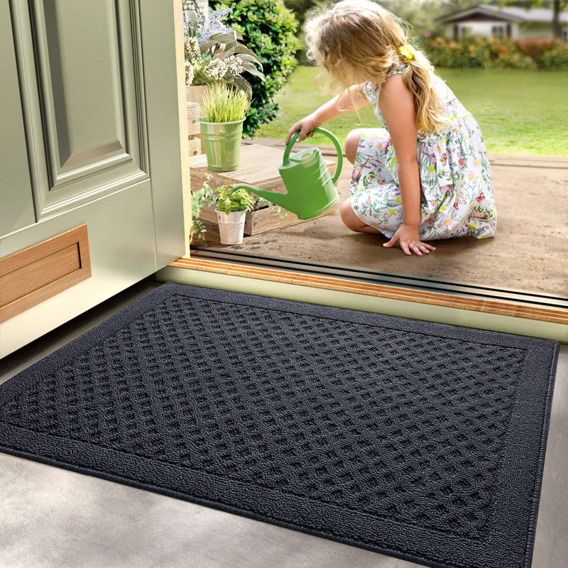 Tapis d'entrée antidérapant haut de gamme Premium, Gris foncé, L 24 po x L 35 po