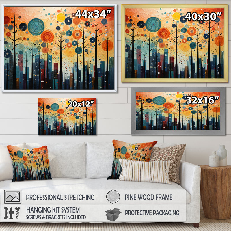 Mid-Century coloré audacieux «Breeziness III» - impressions abstraites sur toile de style Mid-Century, Toile tendue