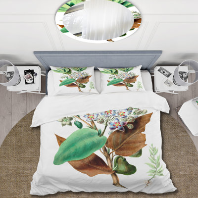 Ensemble de housse de couette traditionnel Vintage Plant Life XXV III - microfibre de polyester
