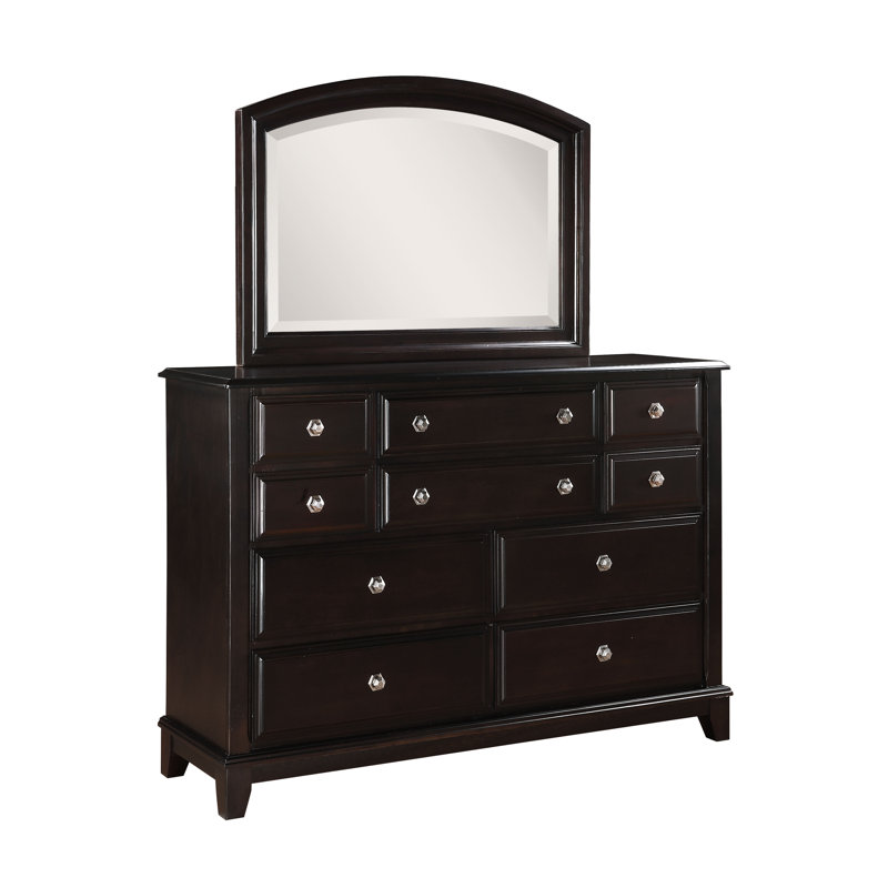 Commode 10 tiroirs avec miroir Cheve, Cappuccino