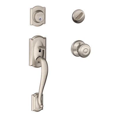 Jeu poignées avec verrou et bouton de porte géorgien et rosette à cylindre simple camelot