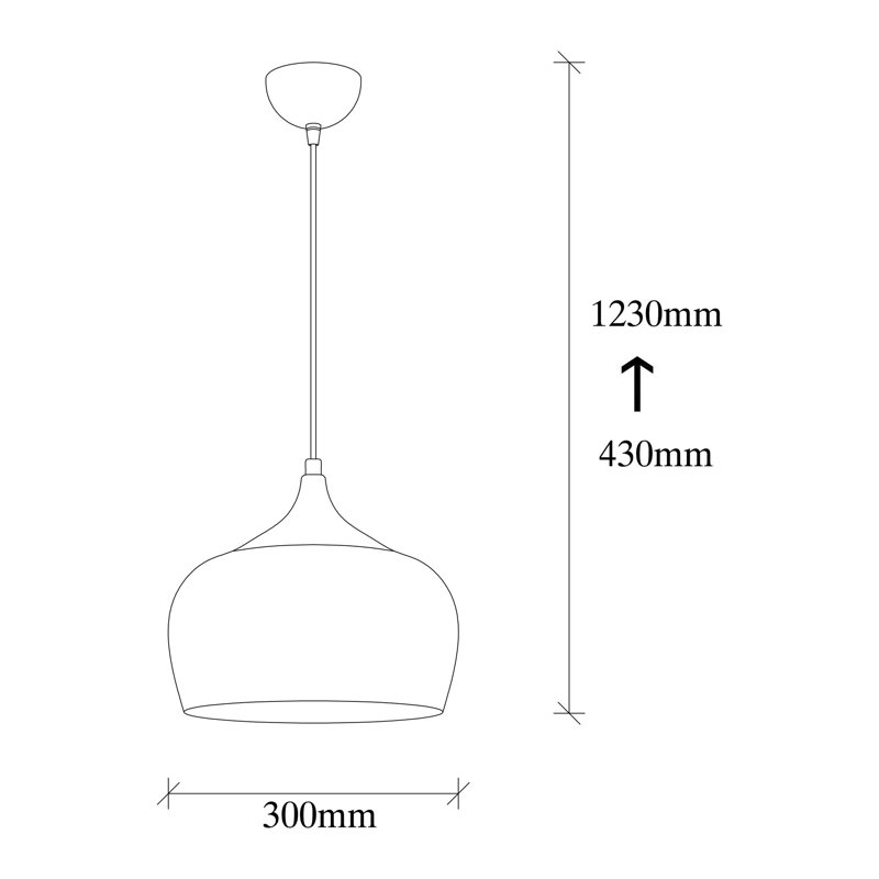 Luminaire suspendu en dome à 1 lumière, Or
