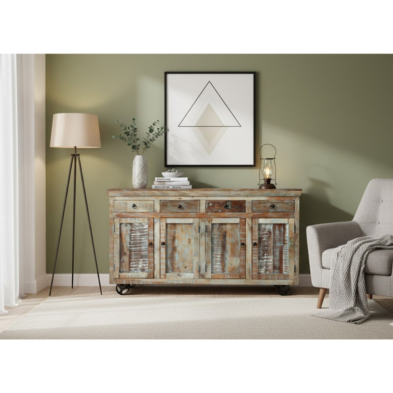 Antique Solid Wood Large Credenza