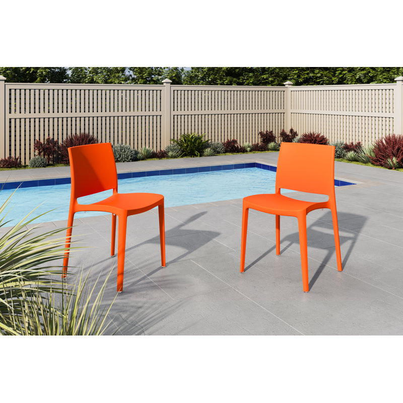 Chaise d'appoint empilable Auni, Orange
