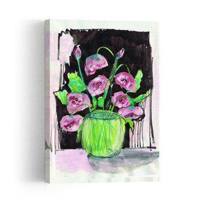 Peony Party Whimsical Abstract Contemporary Wall Art Print 1 Piece Wrapped Canvas Wall Art