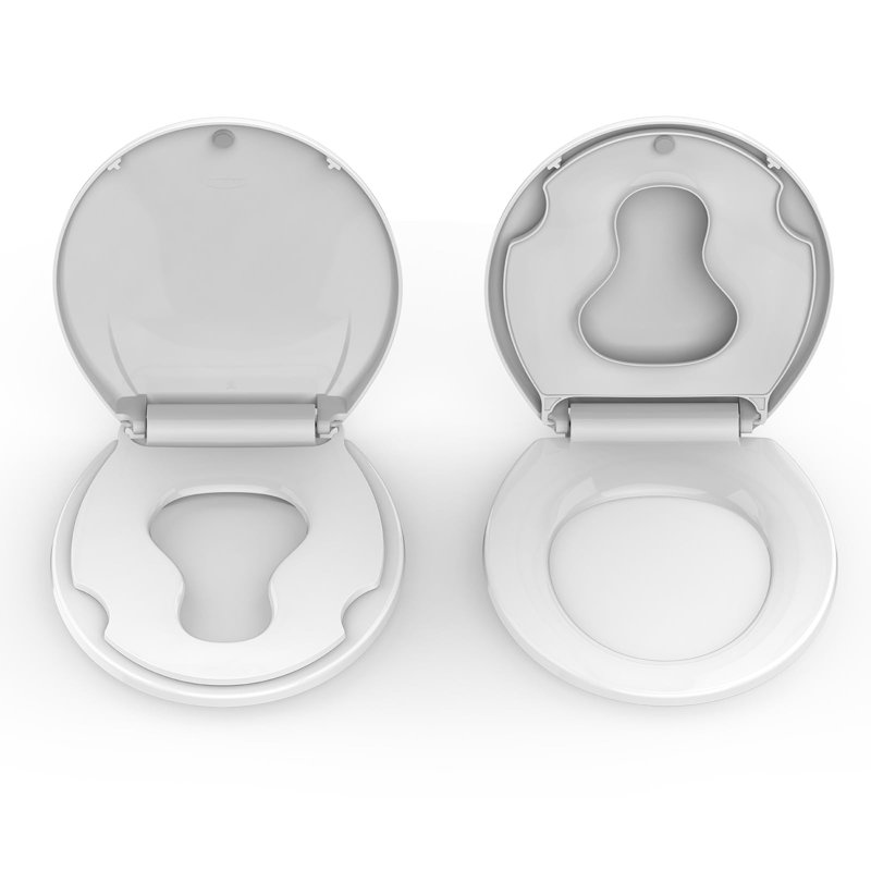 Round Toilet Seat and Toddlers, Family Toilet Seat with Built In Potty Training Seat, Plastic Toilet Seat with Cover, Slow Close, Easy to Install and Clean
