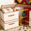 Ensemble de 4 grands bacs de rangement en tissu avec couvercles, boîtes de rangement pliables avec couvercles pour l'organisation, boîtes de rangement décoratives avec poignées pour la maison, la chambre à coucher, le placard, le bureau-1021682297