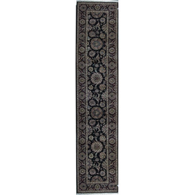 Tapis noir, beige et rouge noué à la main de haute qualité