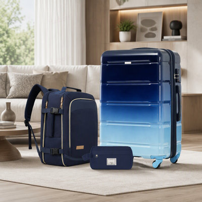 Ensemble de 3 valises - Valise à carreaux 24 po avec sac de toilette à sec TSA