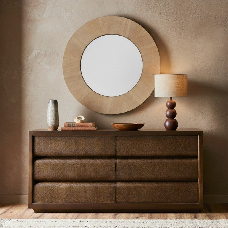 Netta Round Wood Mirror, Natural