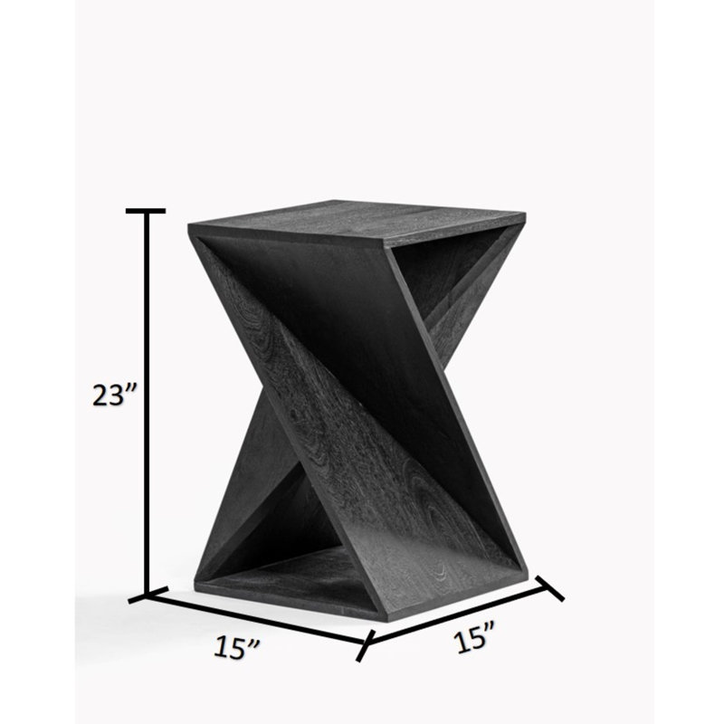 Caelah Solid Wood End Table, Black