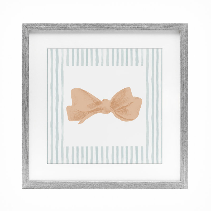 Imprimé encadré pastel à bordure rayée sous verre, design par Patrick Pino, H 16 po x l 16 po, Cadre de ferme gris