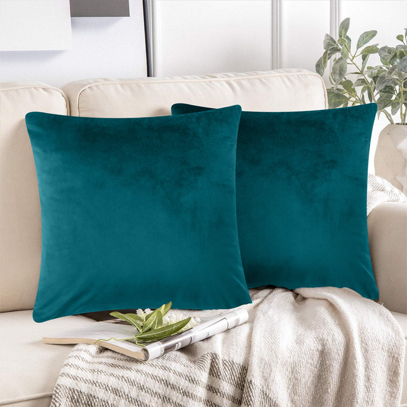 Luxurious Plain Velvet Cushion Covers (Set Of 2), Teal