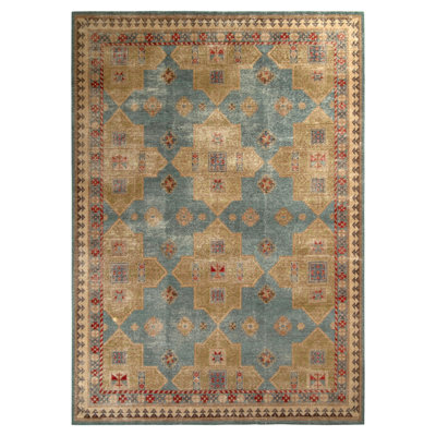 Distressed Homage Hand Knotted Wool Geometric Area Rug