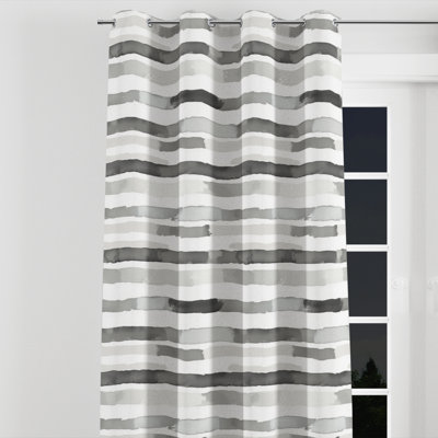 Rideaux obscurcissant à rayures - Rideaux à œillets gris et blanc modernes - 1 panneau