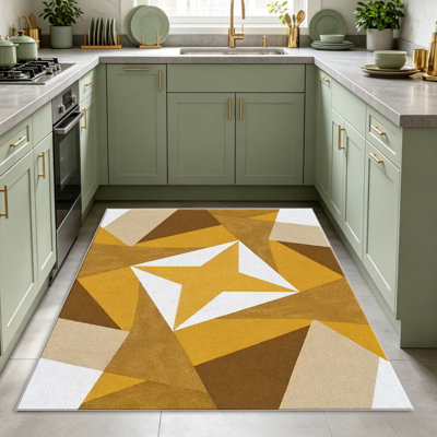 Tapis jaune étoile pour le salon, doux et confortable, convient à toutes les saisons, facile à entretenir, tapis de sol intérieur lavable à la machine, sous la table de ferme convenant à la chambre à coucher, à la salle à manger, au bureau, au balcon, au patio