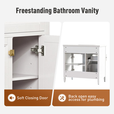 36" Traditional Free Standing Single Bathroom Vanity with One-Piece Ceramic Top and Integrated Sink