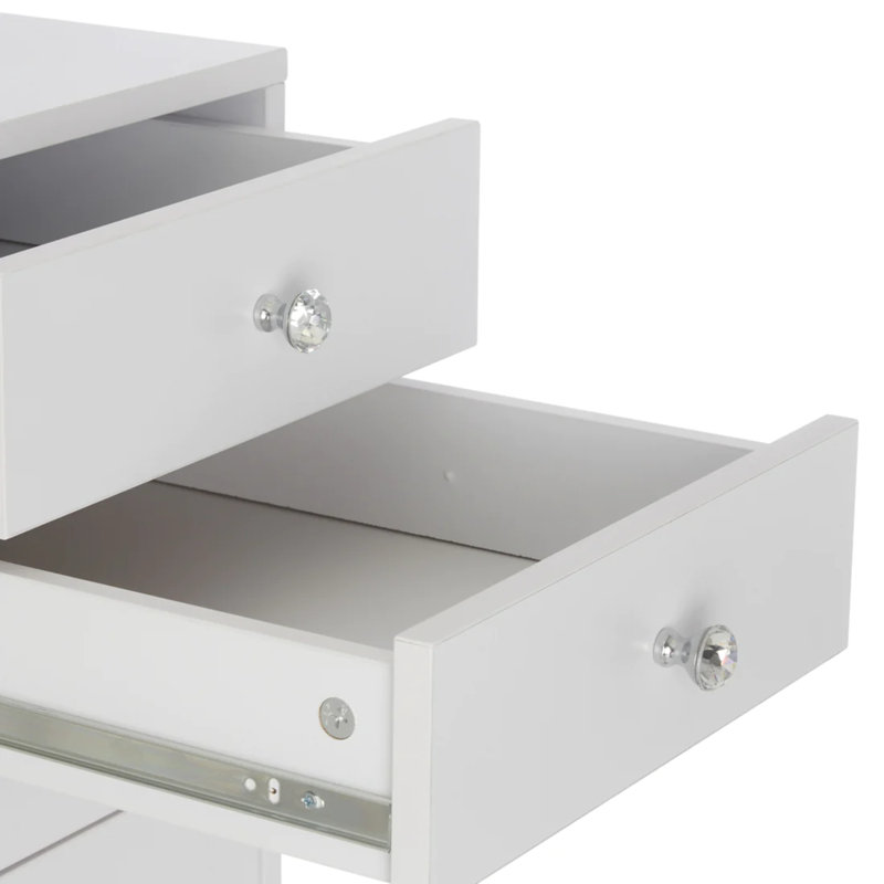 9 Drawer Makeup Vanity Storage Unit with Soft Close Dresser with Crystal Lux Drawer Knobs, Creamy White