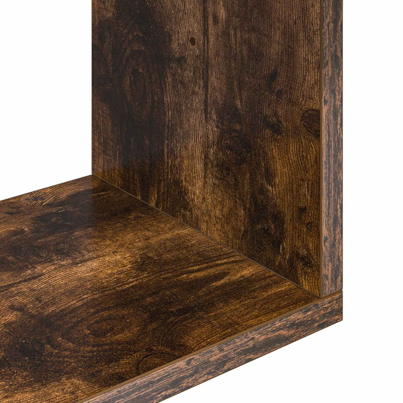  Wall Shelf with Shelf with Storage Engineered Wood Solution Home Indoor, Smoked Oak, 50.5cm H x 100cm W x 12cm D