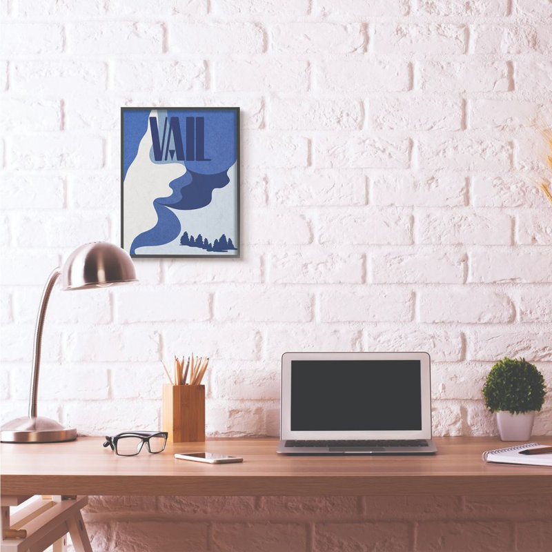 « vail abstract mountain design », impression sur toile, H 20 po x l 16 po, Giclée encadrée noir minuit