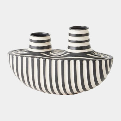 Colbert Vase-Black/White-Wide 8"H x 14"W x 14"D Vase