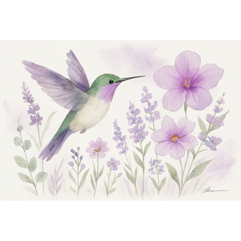 «Little Wings of Wonder» - Art mural de chambre de bébé colibri, H 16 po x l 24 po