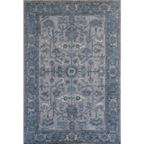 High-Quality Hand-Knotted Grey And Dark Grey Area Rug