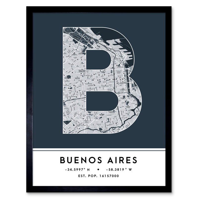 Buenos Aires City Map Buenos Aires Argentina City Map Navy - Single Picture Frame Typography