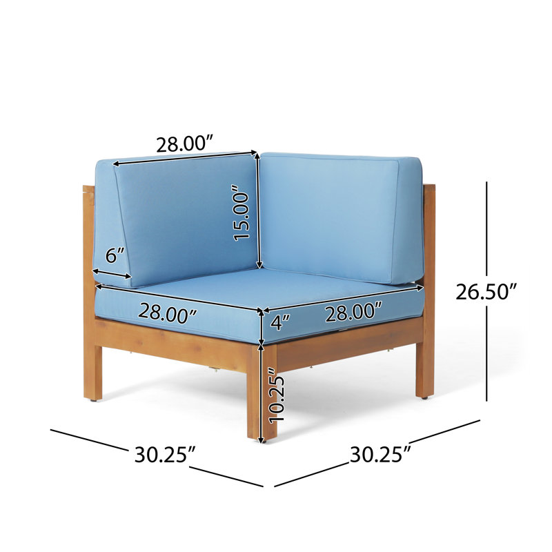 Ensemble de canapés 4 pièces BRAVA, bleu, Blue Cushion/Brown Frame
