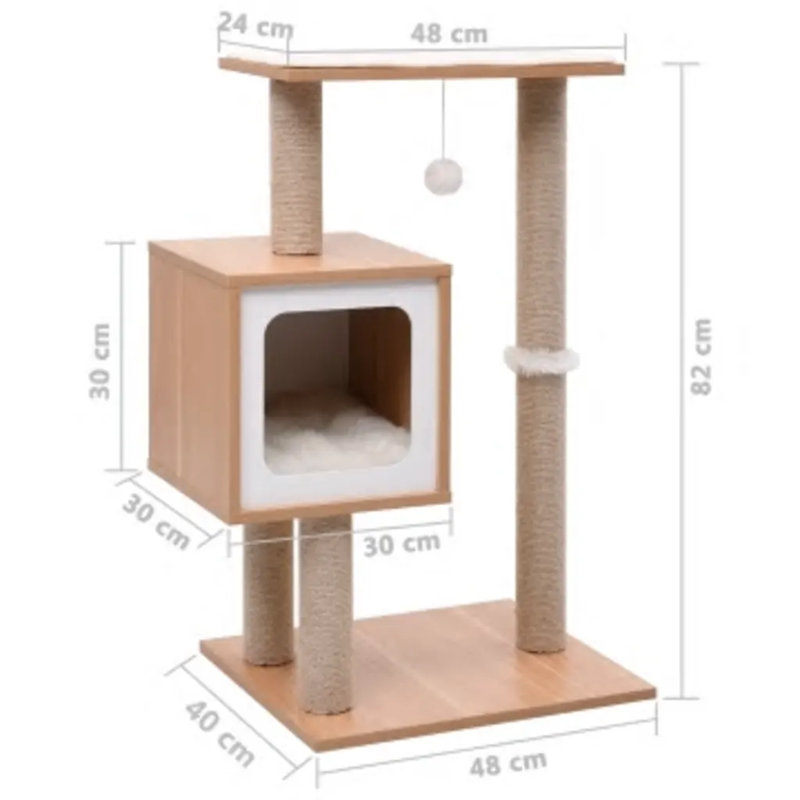 Reuben 82cm H Cat Tree, Brown/White