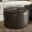 Lusso Round Leather Pouf