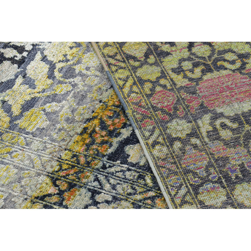 Rug & Kilim’S Oversized Samarkand Style Rug In Navy Blue With Floral Patterns