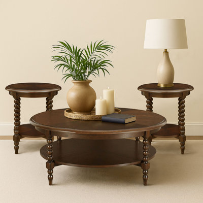 3-Piece Wood Table Set With Spindle Legs