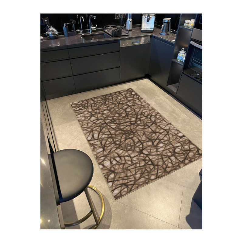 Tapis rond lavable rayé à motifs tissés, Sous-tapis rond 4 pi 11 po inclus