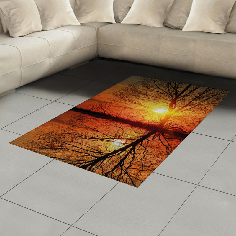 Tapis décoratif en laine à haute densité à longs fibres Autumn, Rectangle— 4 pi x 5 pi 8 po