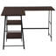 Bureau d'ordinateur en forme de L pour bureau à domicile, l 48 po, stratifié brun, métal noir, avec rangement amélioré, aspect moderne