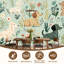 Papier peint adhésif à peler et coller sans soudure avec motif de chiot teckel à motif floral vert brun et chambre de bébé autocollant amovible en papier contact mural pour salon Chambre à coucher H 100 po x l 144 po
