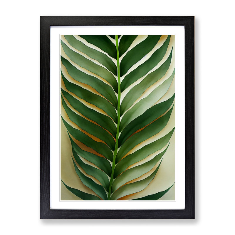 Addesyn Fern Leaf Textured - Picture Frame Print, Oak, 64cm H x 46cm W x 2cm D