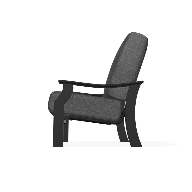 St. Catherine Marine Grade Polymer Deep Seating Cushion Arm Chair, Black, Illusion Plaid Onyx