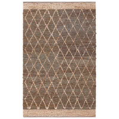 Tapis géométrique en jute / coton tissé à la main Alfread
