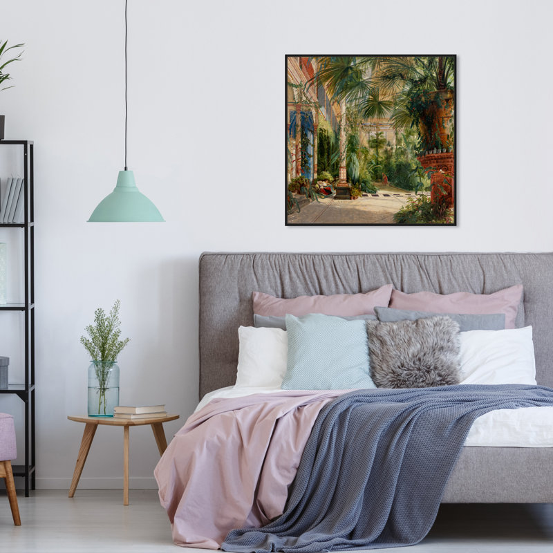 Intérieur de Palm House - Peinture, H 20 po x l 20 po, Toile encadrée, Noir