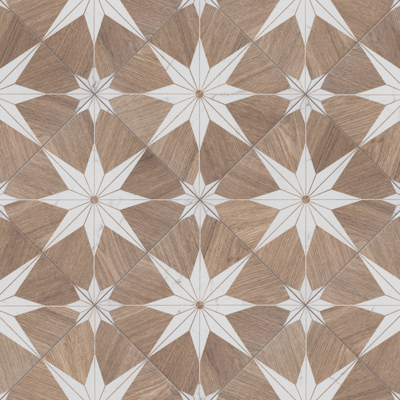 Llama Stella Loire Verso 10" x 10" Porcelain Marble Look Wall & Floor Tile, Verso Noce