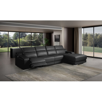 Canapé modulaire en cuir italien de grain supérieur 4 pièces Encanto