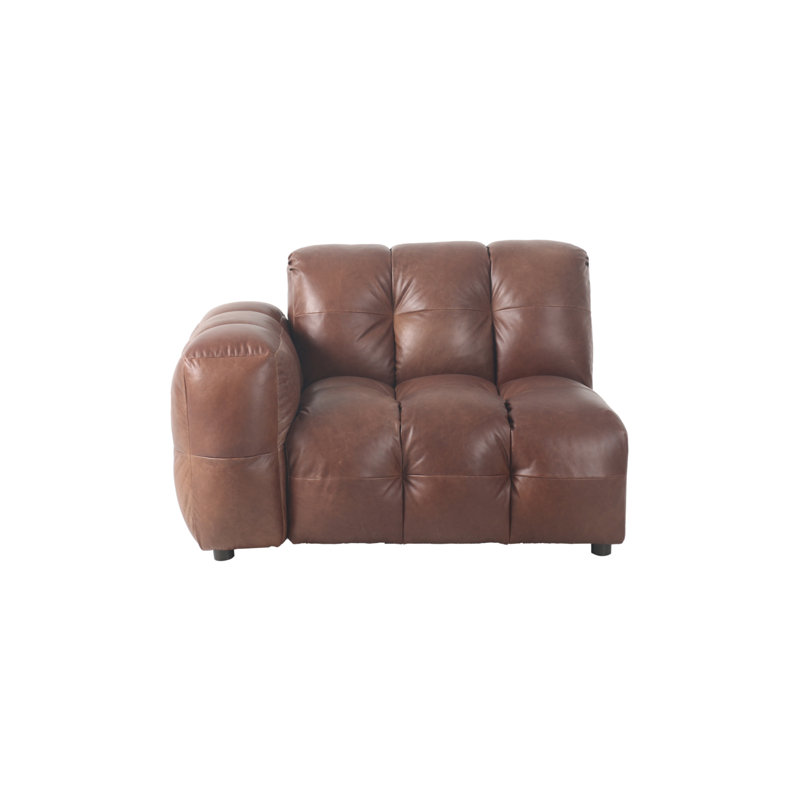 Modular Sofa 52'' Leather Sofa, Chocolate