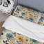Ensemble de housse de couette à motif floral rétro bleu et beige-2092590406