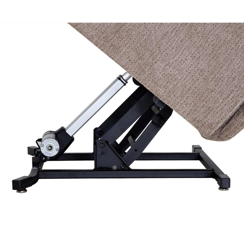 Kifer Upholstered Lift Assist Power Recliner, Light Brown Polyester